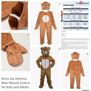 Dress up america XL 16-18 brown bear mascot costume NEW